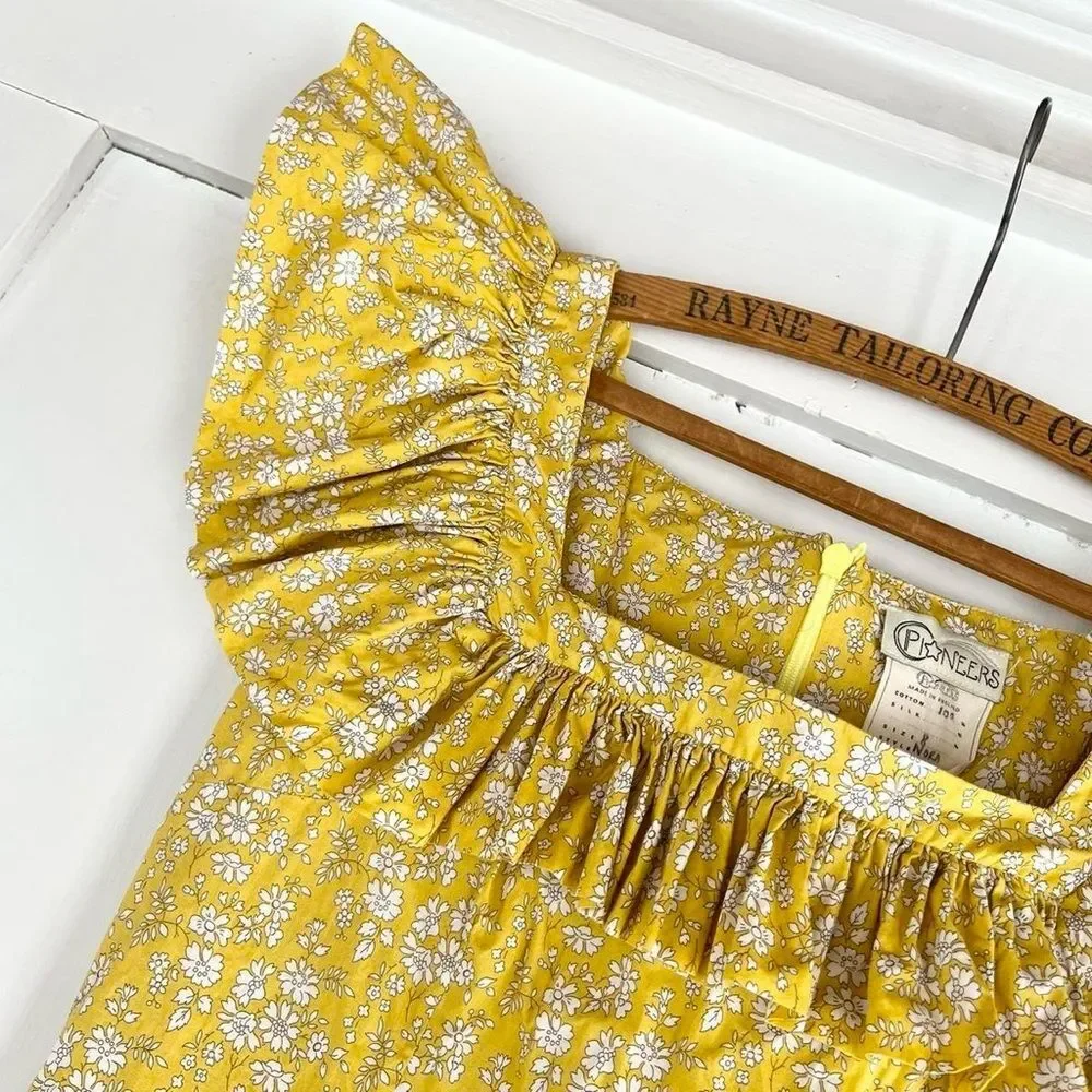 Rare $578 O Pioneers Nora Floral Cotton Ruffle Cottage Dress 4 Womens Small 0 2 - Picture 3 of 5